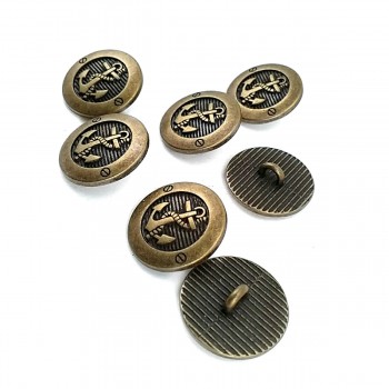 ▷ Metal Blazer Jacket Button - Anchor Patterned Shank Button 17 
